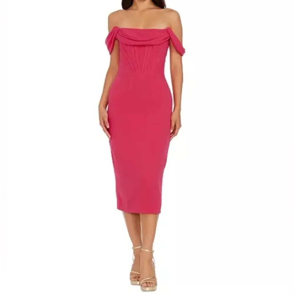 Dress the Population Women's Vickie Off-The-Shoulder Dress Begonia Sz XL NWT - Picture 1 of 9